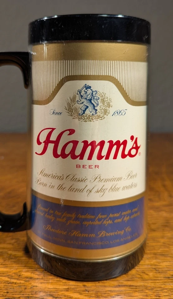 Taza de plástico térmica vintage Hamms Beer Beer Beer Hamms Beer Stein publicidad Foto 2 de 4