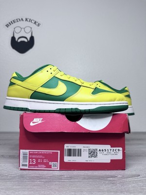 Size 13 - Nike Dunk Low Retro Apple Green Yellow Strike Brazil DV0833-300