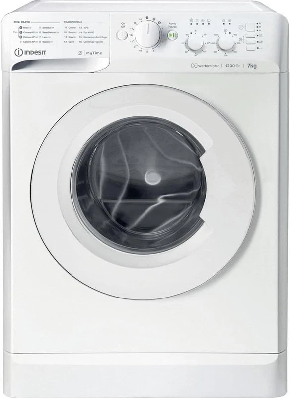 Lavatrice 7 Kg INDESIT con Oblò 1200 Giri Motore Inverter 55 cm Classe A FACILE