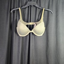 Victoria's Secret Padded Plunge Bra Sage Green Textured Underwire 34D E75