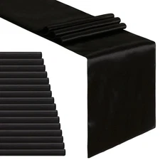 Black Table Runner Satin Table Runners Wedding Table Runners Silk Smooth Fabr...
