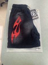 Hellstar Men s Black Flame Drawstring Sweat S...