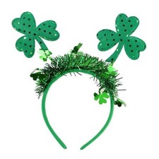 St Patricks Day Headband Sequins Shamrock Hair Band Green Clover Hair Hoop