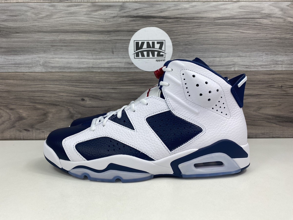 シューズ(男性用) Nike Air Jordan 6 Low Golf \"White/Navy\" New Nike Air Jordan Retro 6 Golf 'Olympic' Shoes - White