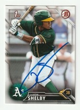JaVon Shelby Signed 2016 Bowman Draft Card Auto Oakland A’s Athletics COA