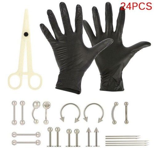 Professional Piercing Navel Tool Kit Belly Ring Tongue Nose Body Studs Earring - Picture 26 of 28