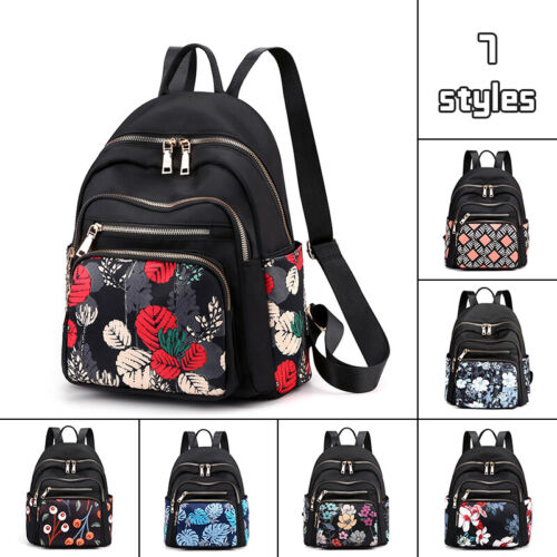 Women's Fashion Printed Backpack Nylon Travel Backpack Student Shoulders Bag - Picture 1 of 40