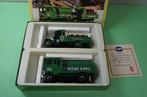 Corgi LE D51/1 Greene King Die-Cast AEC 5 Ton Tanker & Thornycroft Models Boxed - Picture 2 of 4