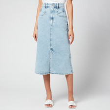 Isabel Marant Womens Dipoma Denim Skirt Blue 34 Midi Cotton Front Slit 6 UK