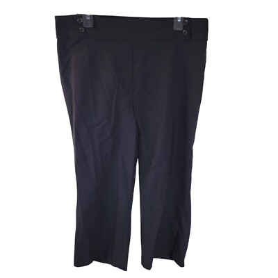 Rekucci Womens Size 16 Black Solid Capri Trouser Pants