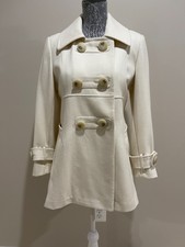 Giacca Wool Blend Womens Ivory Double Breasted Size L
