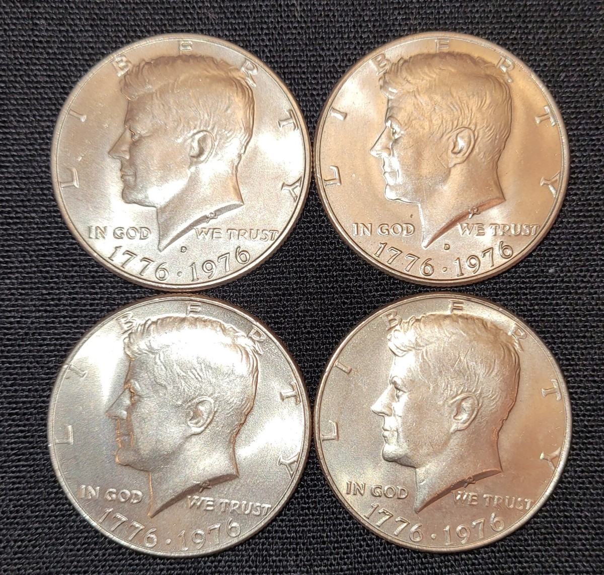 BU Uncirculated 1976 Bicentennial Kennedy Half Dollars (4