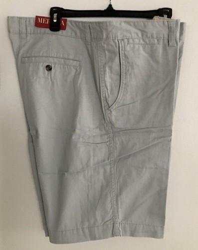 Mens Gray Pale Sky Chino Shorts Size 42 Flat Front Pockets 10.5" Inseam Cotton - Picture 3 of 12