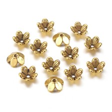 100pcs Tibetan Alloy Flower Bead Cap 5-Petal Antique Golden Jewelry Findings 9mm