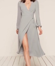 Reformation Wrap Gray Midi Dress, Size S-M, $245