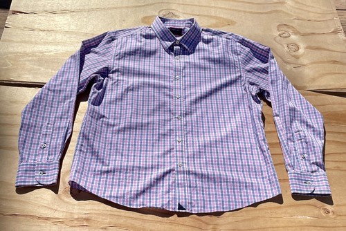 Untuckit Wrinkle-Free Dolcetto Button Up Shirt Men's L Pink,Blue,White Checkered