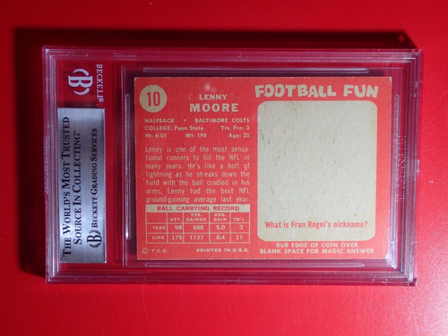 Lenny Moore 1958 Topps Beckett Slabbed Signed Rookie Card W/ HOF Authentic Auto - Picture 2 of 2