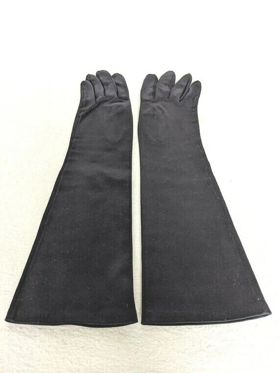 Gants d'opéra vintage Christian Dior « Sea Island » France 100 % coton marine, 7 