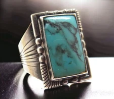 Vintage Navajo Turquoise Hand Made size 8.5  Sale Save  SR1244