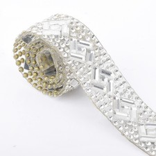 Hotfix Clear Rhinestones Chain Trim Crystal Fabric Applique Glass Mesh Iron