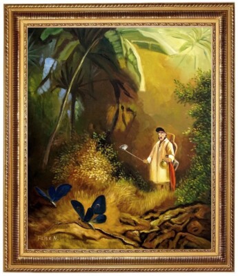 Ölbild, Carl Spitzweg, Schmetterlingsfänger, Gemälde HANDGEMALT F:50x60cm