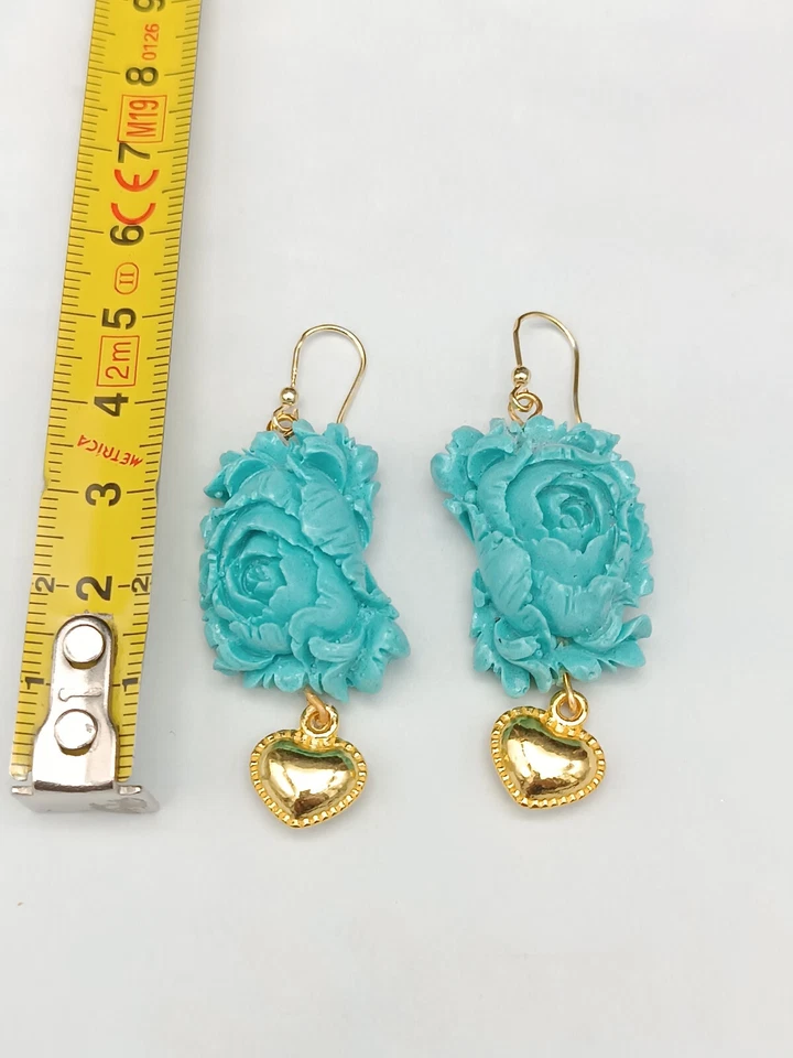 Pendientes De Mujer Turquesa Monachella De Plata 925 Sagrado Corazón - Imagen 4 de 4