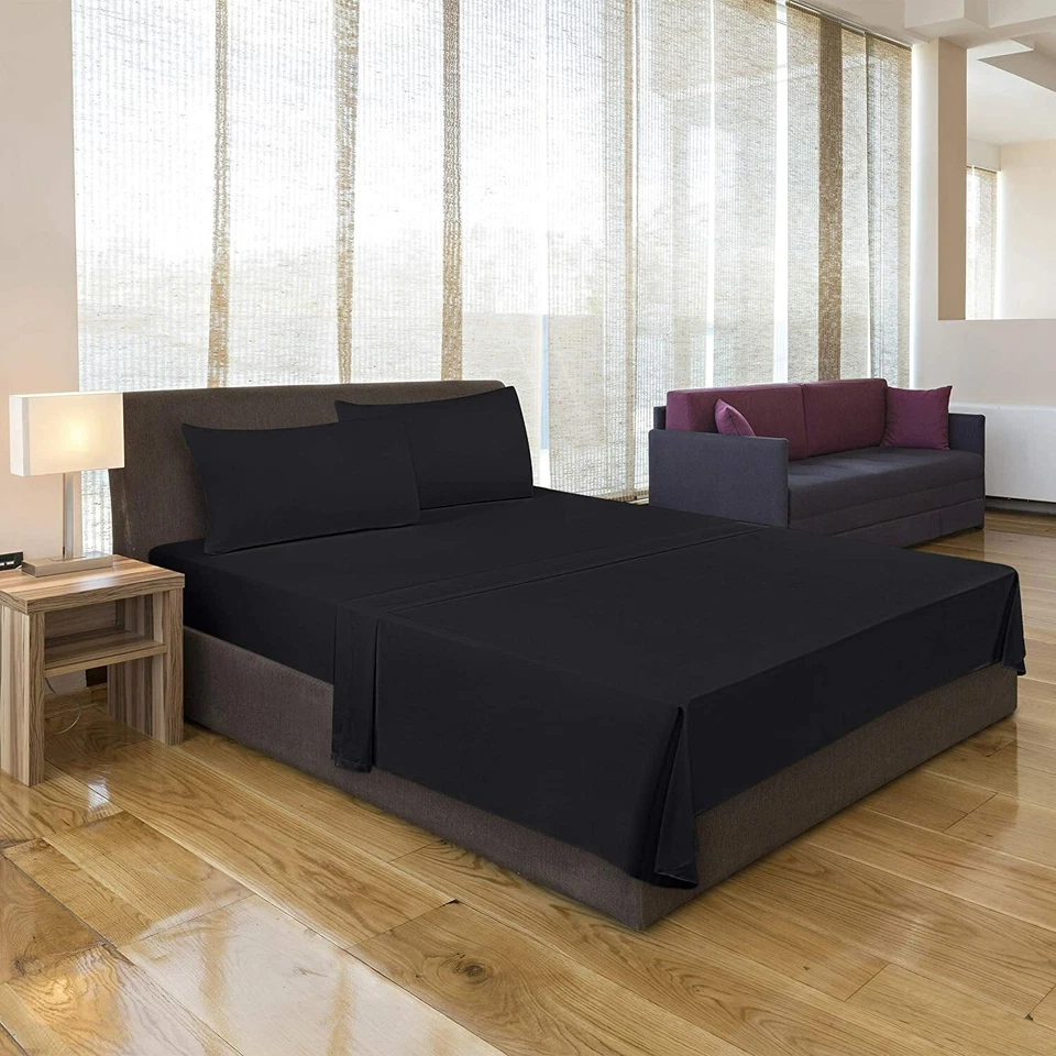 Paquete de 6 sábanas planas de microfibra cepillada calidad hotelera ropa de cama utopía Foto 4 de 4