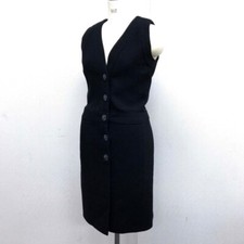 CHANEL Sleeveless Dress 15C Dress Black tweed