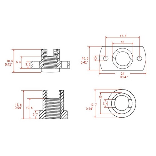 Z Axis Trapezoid Motor Nuts POM Nut for CR10 CR-10S Ender-3 Screws - Afbeelding 8 van 8