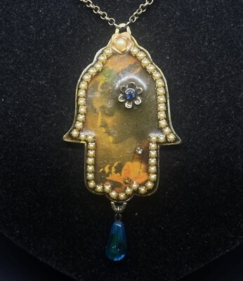 Necklace Hamsa fashion Judaica Michal NEGRIN Crystals Lady made in Israel 