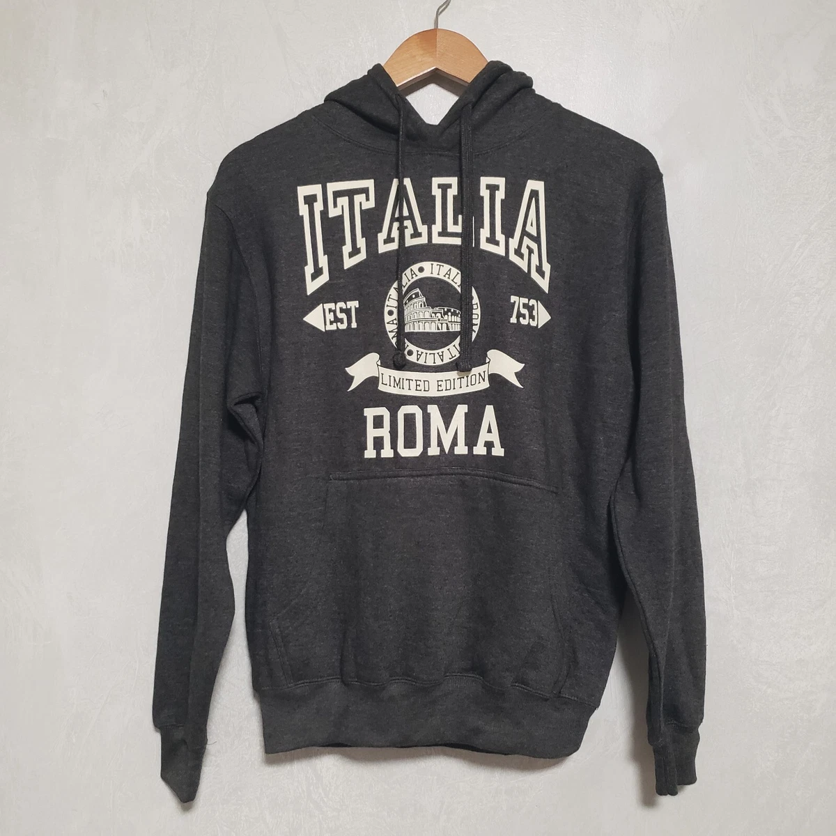 Old Town Clothing Dark Charcoal Gray Italia Roma Graphic Hoodie