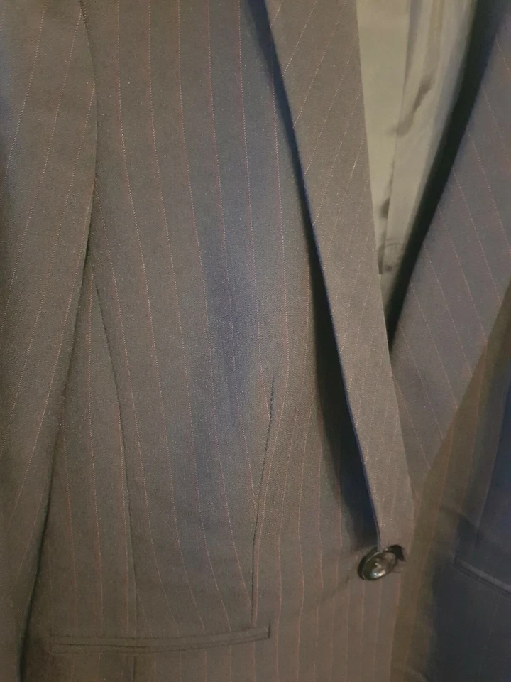 Kasper Women's Black Pinstripe Office One-button Jacket Blazer Black Size UK 14 - Image 2 of 4