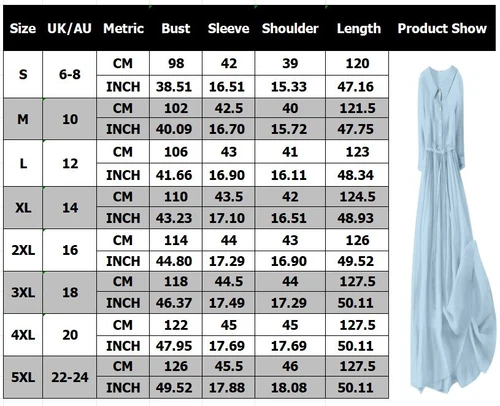 ¡Vestidos largos informales para mujer con botones de lino de algodón vestido caftán talla grande! - Imagen 2 de 35