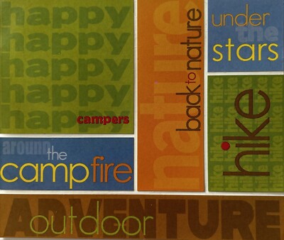 HAPPY CAMPER Stickers(6pc)  Under the Stars Around Campfire  Outdoor Hike Nature
