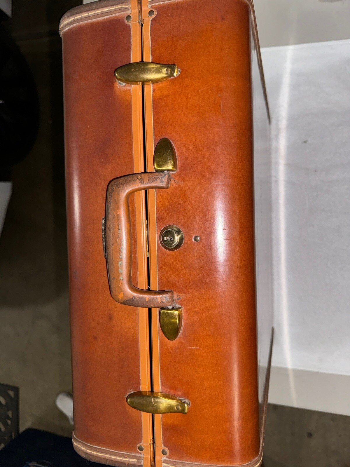 Vintage Samsonite Shwayder Bros 21” Leather Hard Shell Suitcase Luggage