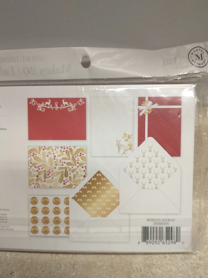New Martha Stewart Crafting 20pc Red & Gold Christmas Holiday Greeting Card Kit - Image 3 of 4
