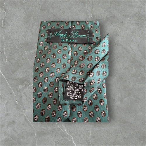 Corbata de diseñador Angelo Bosani 100 % seda hecha en Italia marrón verdoso corbata para hombre - Imagen 2 de 2