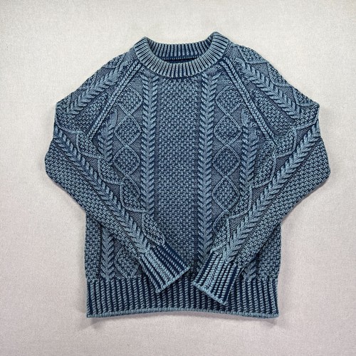 LL Bean Signature Pullover Damen Medium indigo 100% Baumwolle Fischer Zopfmuster