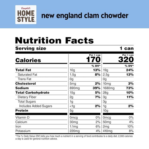Campbell's Homestyle New England Clam Chowder Soup, 16.3 OZ Can - Picture 3 of 6