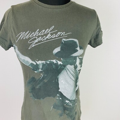 Michael Jackson Womens Gray Cap Sleeve Graphic T-Shirt Musician