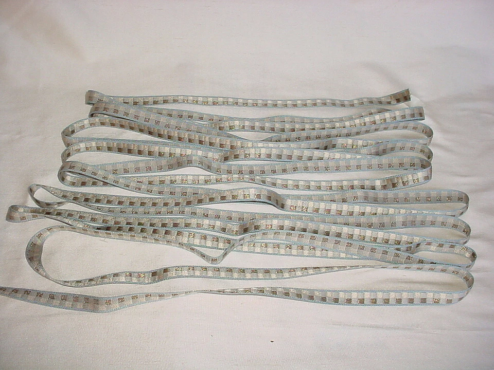 18Y Kravet Couture TA5338 Zambia Gimp Delta Aqua Gold Cinta Borde Borde Borde Foto 3 de 3