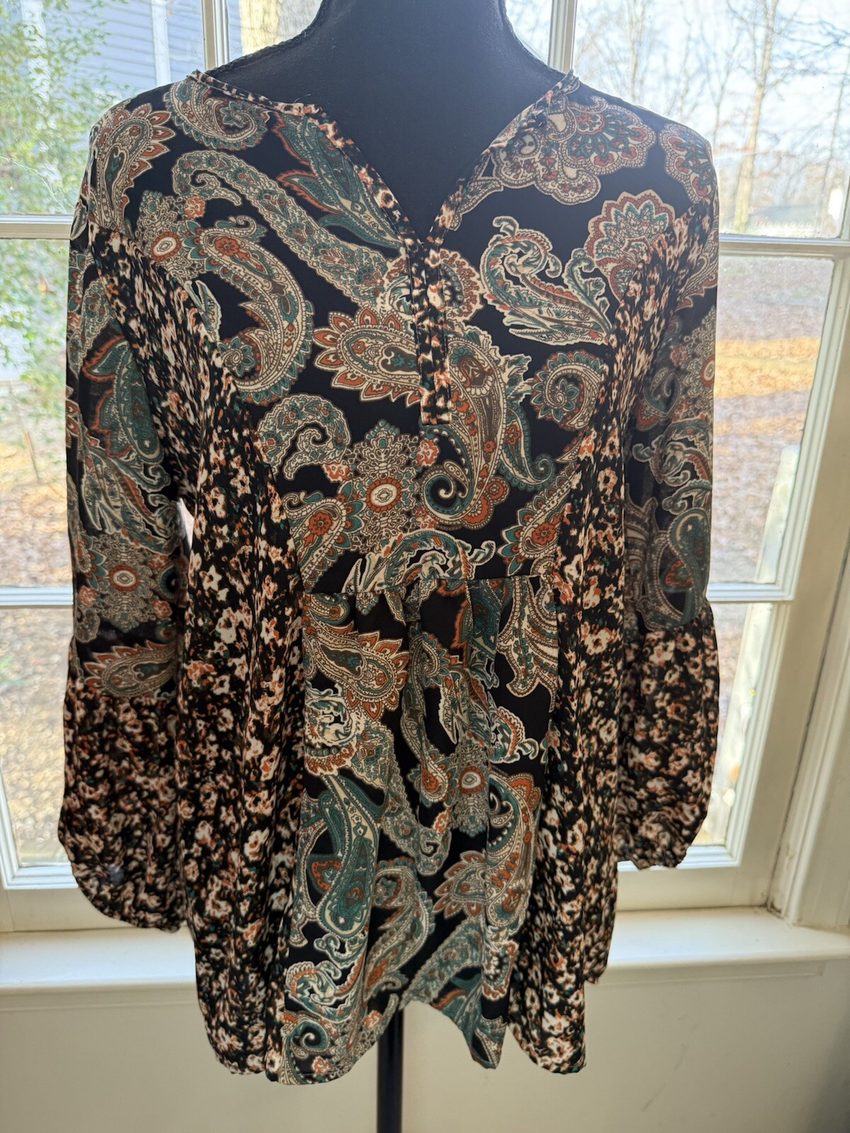 Notation boho multicolored blouse with v-neck and… - image 2