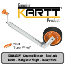 Kartt Orange Ultimate Premium 48mm Caravan Jockey Wheel With Turn Lock 220x65mm
