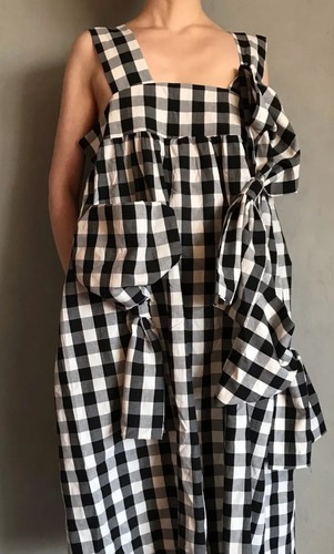 Ladies Urban Arty Black Arty Gingham Design Unique Edgy Designer Sun Dress 12 14 - Bild 1 von 20