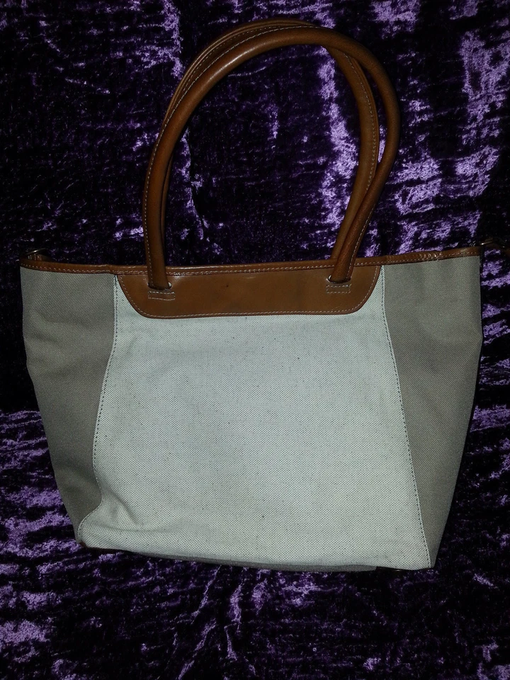 Sac ABACO modele Ocaba toile et cuir bicolor couleur lin/beige foncé réversible - Photo 2/4