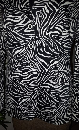 NYP suits zebra animal print jacket button down lined women's size 8 medium - Picture 6 of 9