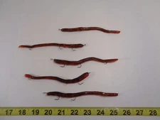 Lot of 5 Vintage Yakima Bait Charleys 6" Fishing Worm Snagless Crawdad Orange GS