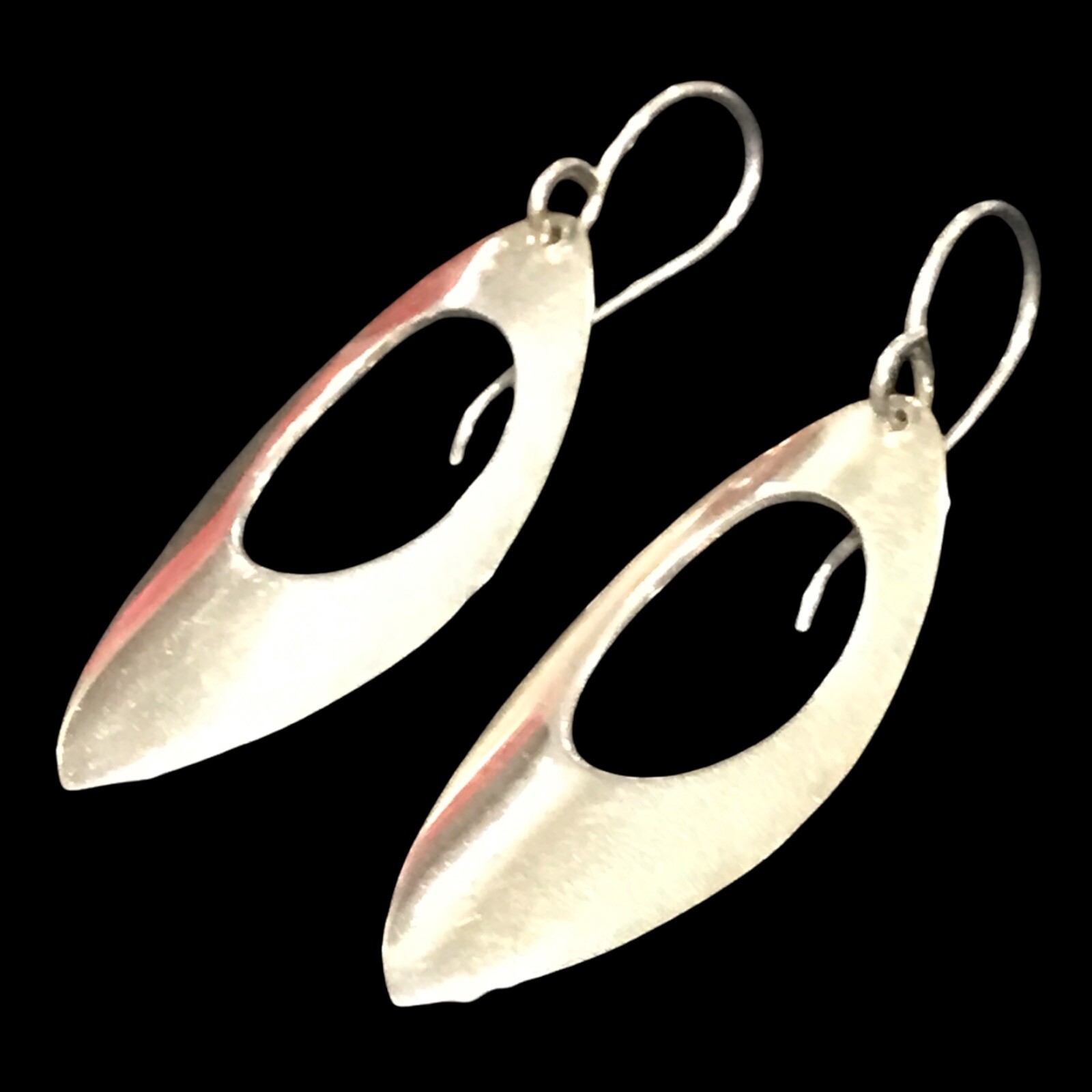 sterling silver open leaf dangle earrings - image 1