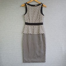 Karen Millen Dress Sz 10 Geometric Peplum Pencil Work Office Corporate