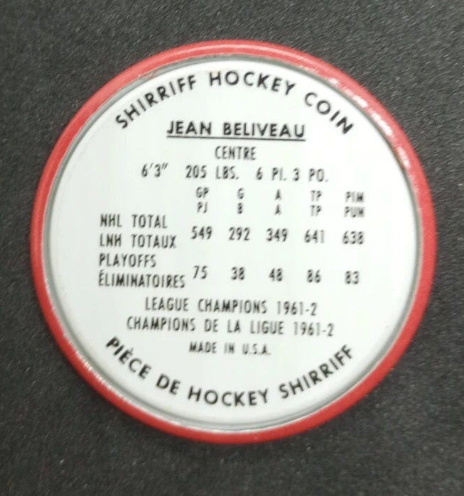 Monedas Shirriff 1962-63 Jean Bellevel #32 Salón de la fama Foto 2 de 2
